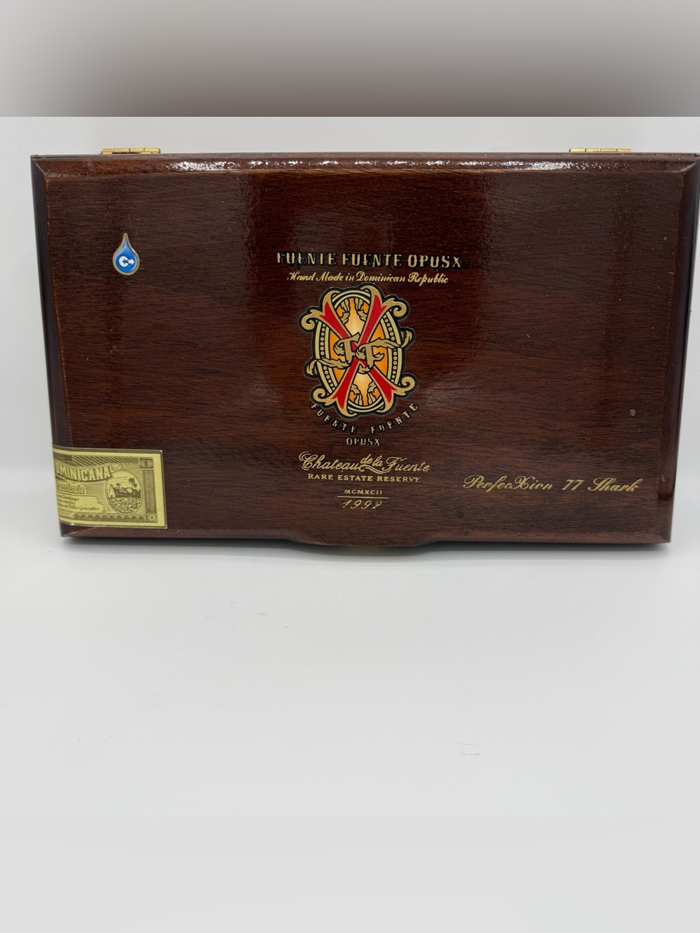 Fuente Fuente OpusX Wooden Cigar Box - Rich Brown with Gold & Red Crest